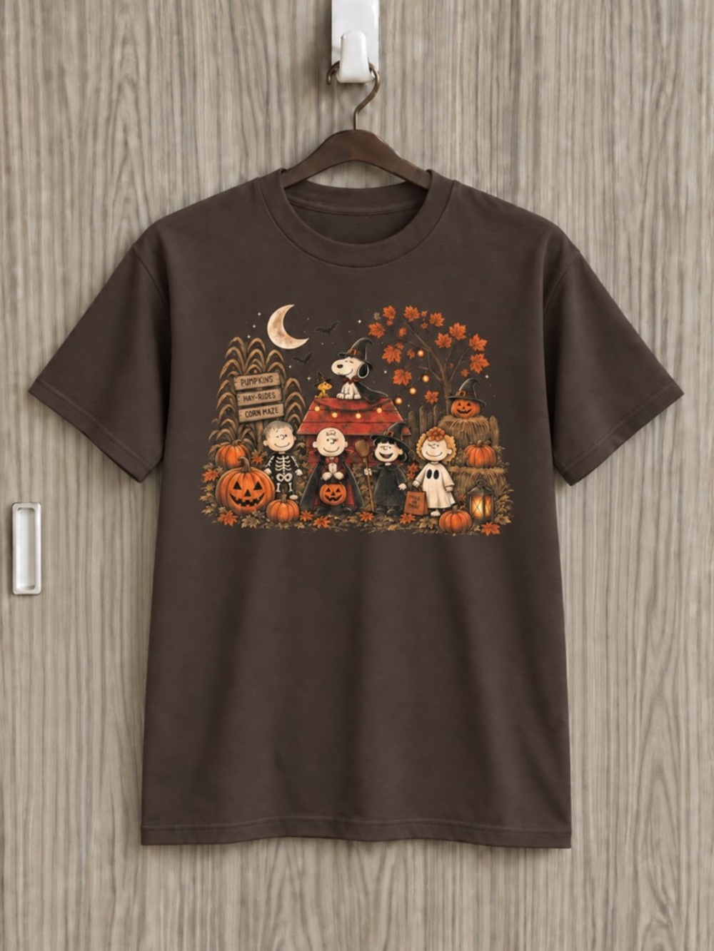 Snoopy Peanuts Halloween Graphic Dark Chocolate Tee